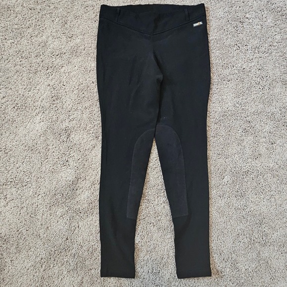 Kerrits Equestrian Knee Patch Riding Breeches Tights Womens Size L Black Horse - Picture 2 of 10